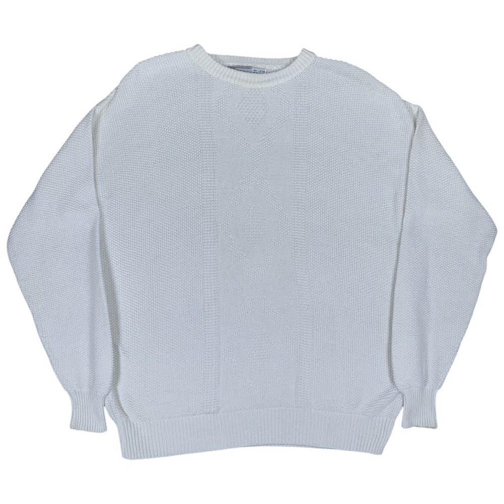 Vintage Highland‎ Sweater Mens Medium White Cotton Popcorn Knit Made in USA
